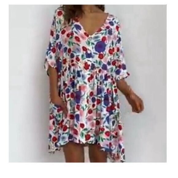 Petal & Pup Keats Floral Babydoll Mini Shirt Dress size S/M - Picture 2 of 10